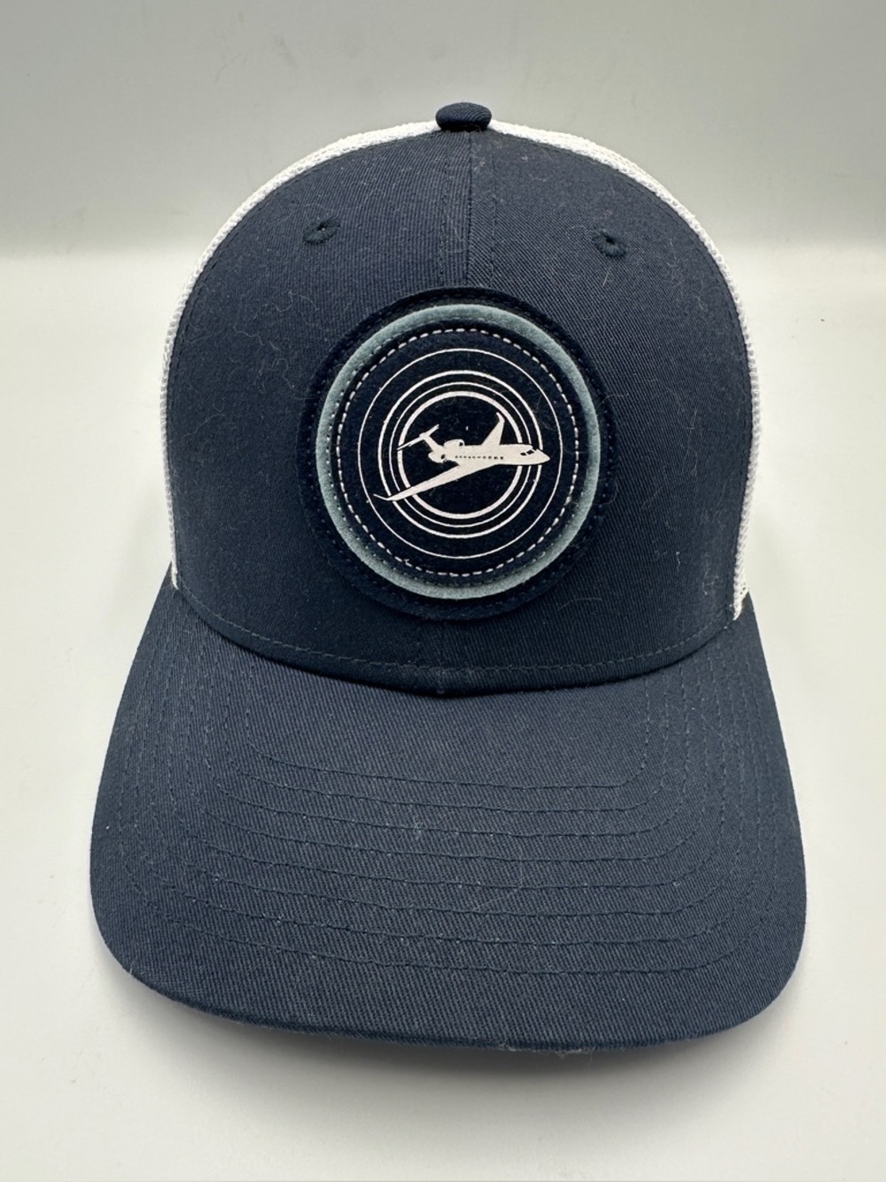 Gulfstream Aerospace Navy Blue & White Mesh SnapBack Baseball Hat Cap